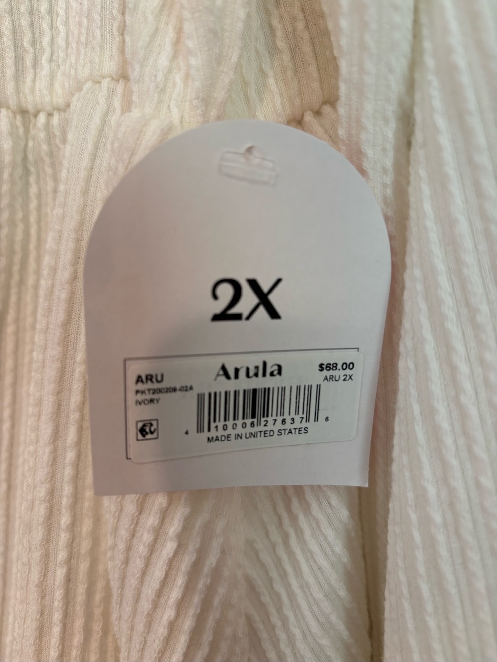 ARULA Cream Ribbed Long-Sleeve Peplum Top - Picture 6 of 6